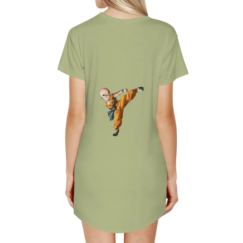 Customized Tee Shirts: Krillin's Powerful Kick - Anime Fighter Design|dragon ball father's day shirt