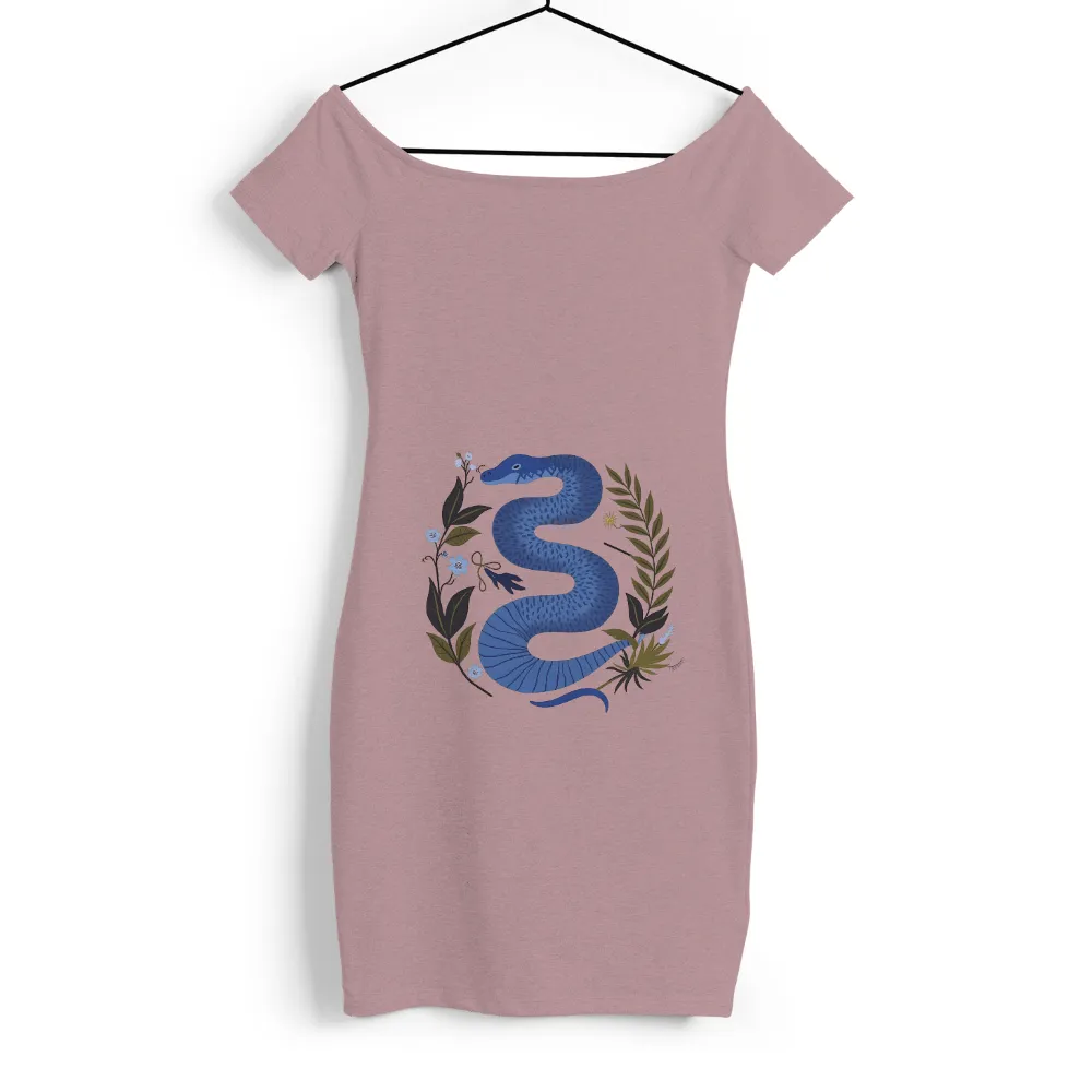 Custom T-Shirt Printing: Nature's Serpent - Artistic Design| delicate flowers