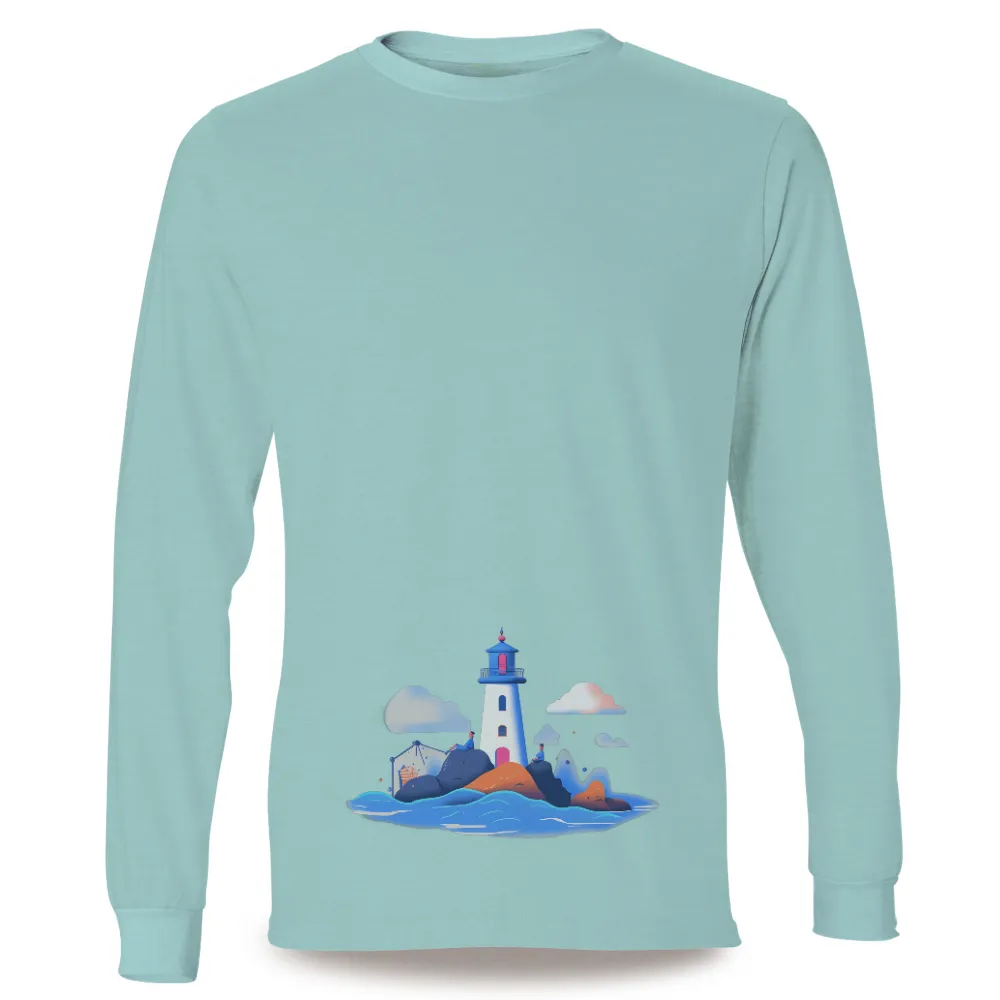 Custom Design with Lighthouse, Waves, and Night Sky|modern art t shirts