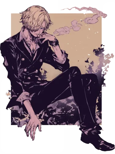 Sanji in a relaxed pose with a cigarette - one piece sanji shirt