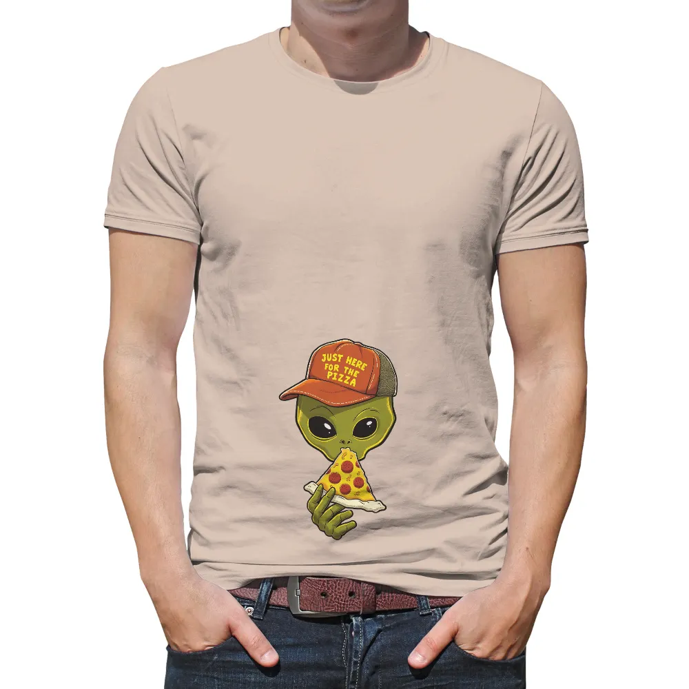 T-Shirts Custom: Alien Pizza Lover | Funny & Quotes Tees| Joyful alien expression