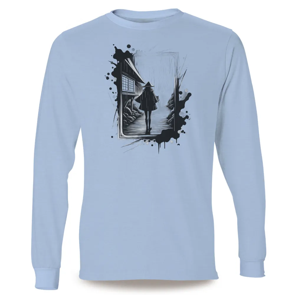 TShirt Printing: Serene Samurai in Rainy Village|black and white captain america shirt