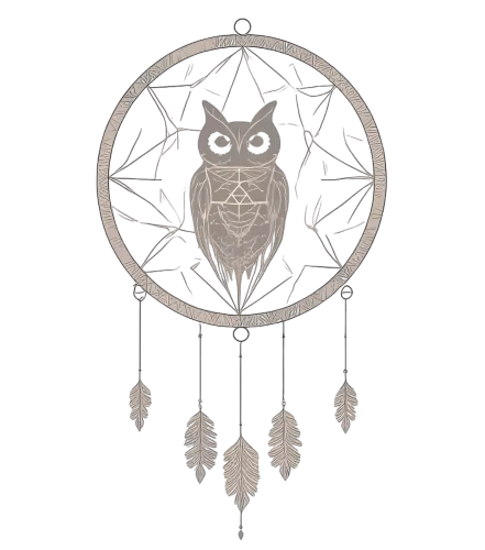 Vintage & Retro Wisdom: Dreamcatcher Owl Design