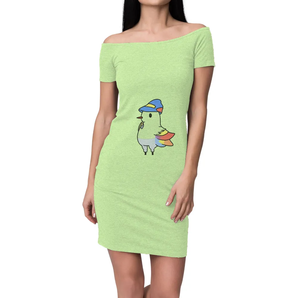 T-Shirts Pattern: Whimsical Bird with Rainbow Wings|rose apothecary rainbow shirt