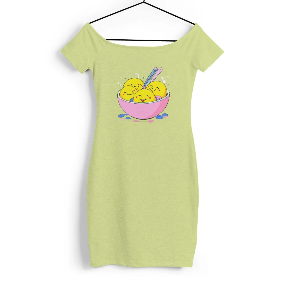 Custom Tee Shirts: Joyful Dumplings in a Pink Bowl|comforting meal