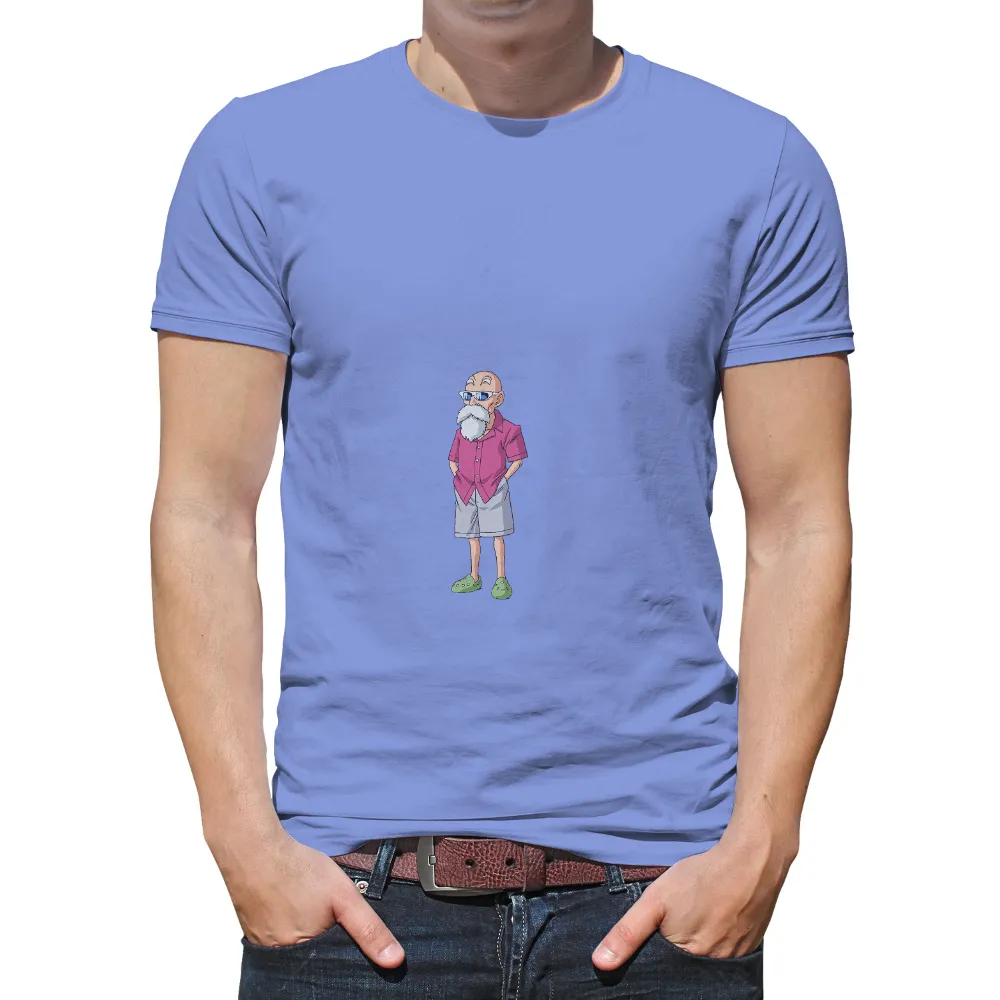 Master Roshi T-Shirt Printing: Wisdom and Strength in Pink and Green|friends shirt with black cartoon characters