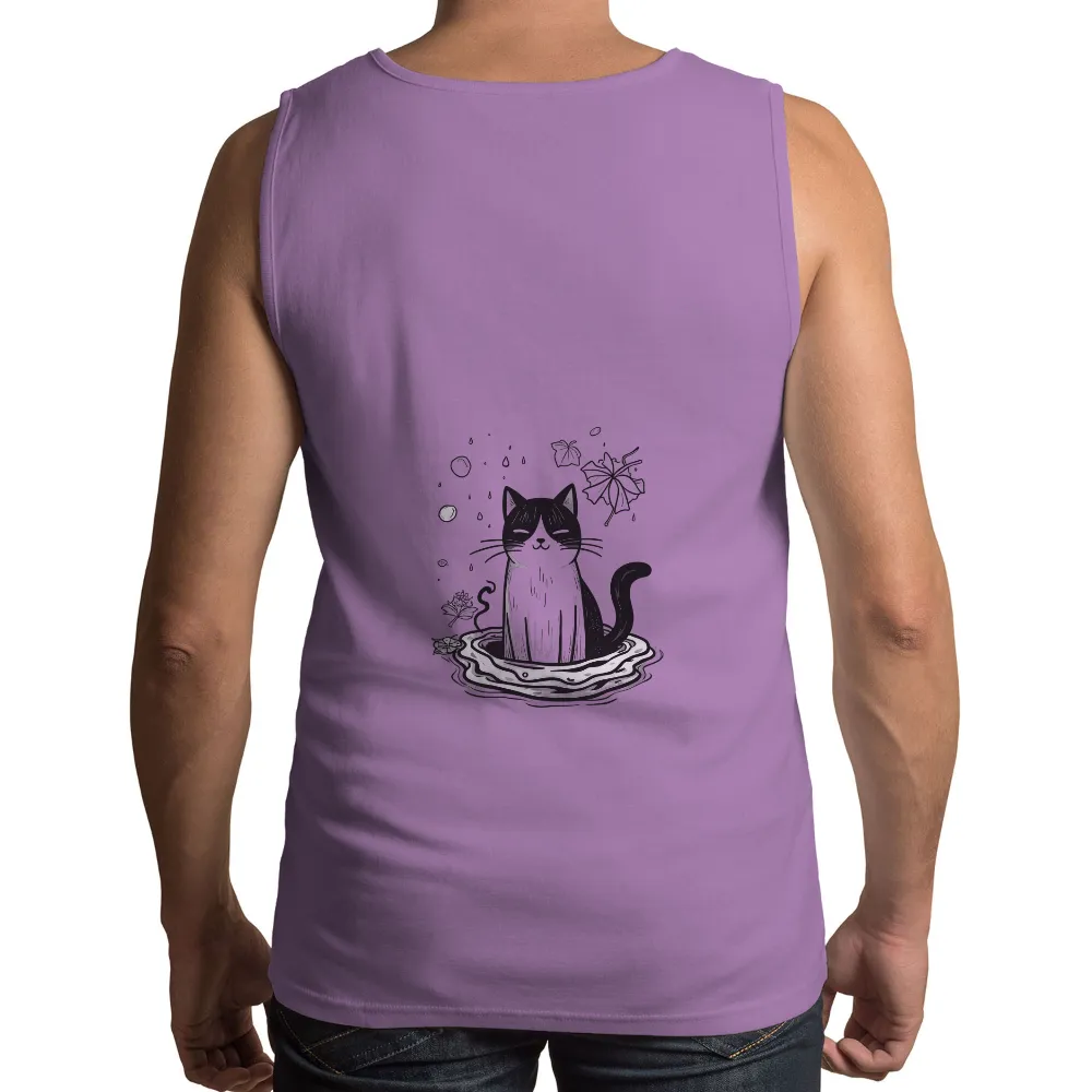 T-Shirts Design: Black Cat Tranquility Under the Moon|blue moon long sleeve t shirt