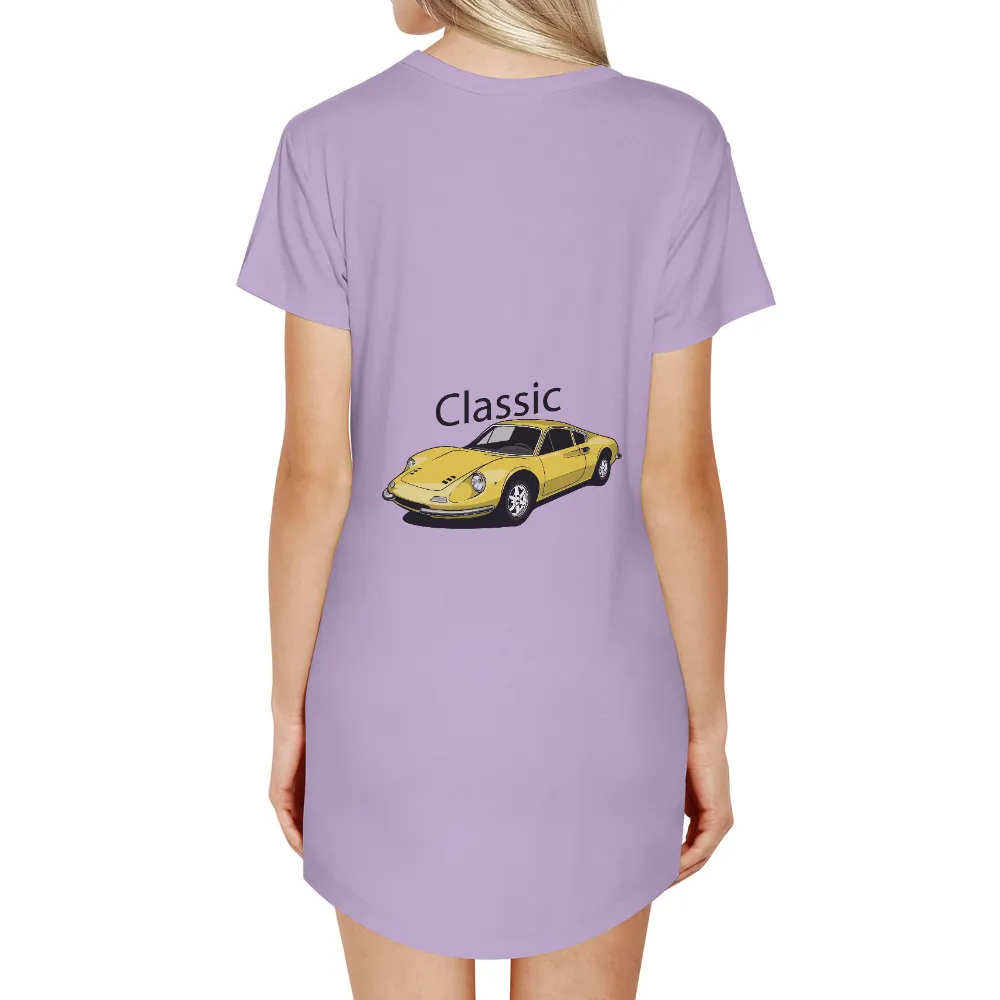 Graphic Tees: Vintage Yellow Sports Car - Nostalgic Automotive Design|qiana shirts 1970s