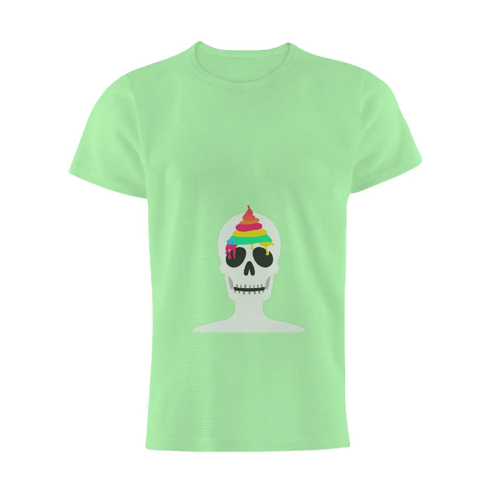 Rainbow Ice Cream Skull: Pop Art Meets Dark Humor|custom pop art t shirts