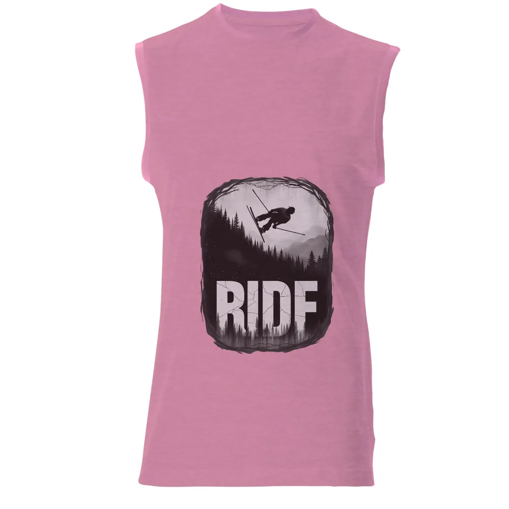 T-Shirt Printing: Embrace the Spirit of Adventure with 'RIDE'|Skier in mid-air