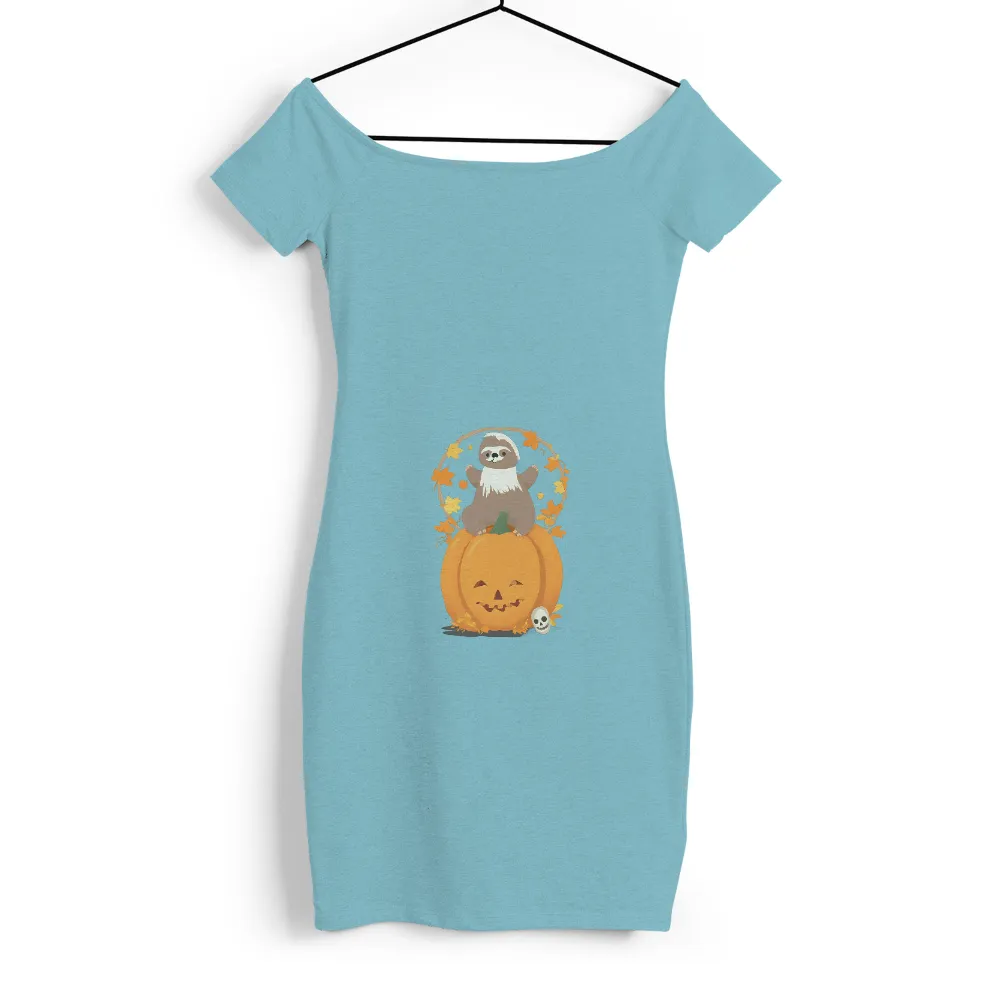 Graphic Tees: Whimsical Sloth on Festive Pumpkin|roblox skull t shirt