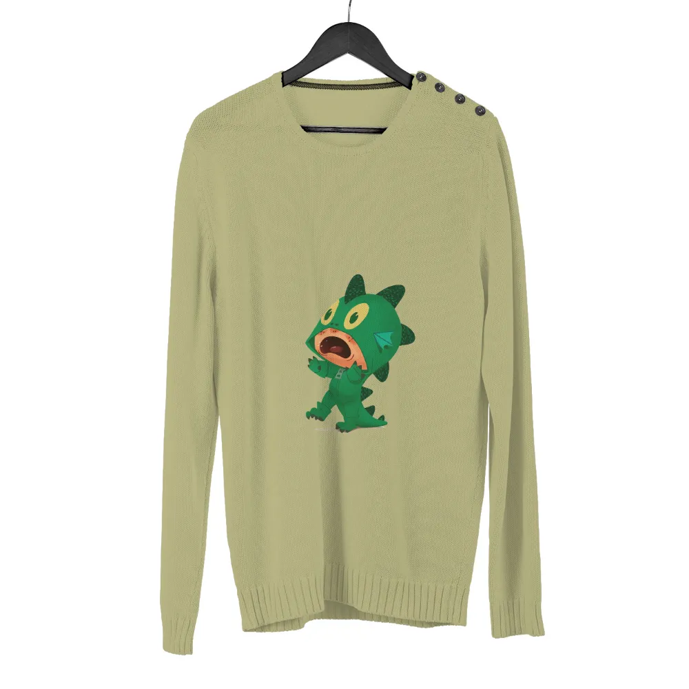 Graphic Tees: Playful Anime Dinosaur in Green Hoodie|stussy land art tee