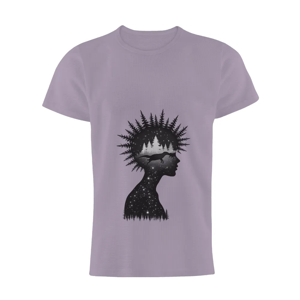 T-Shirts Custom: Starlit Night Wolf Silhouette - Artistic Design|bleached spirit shirts