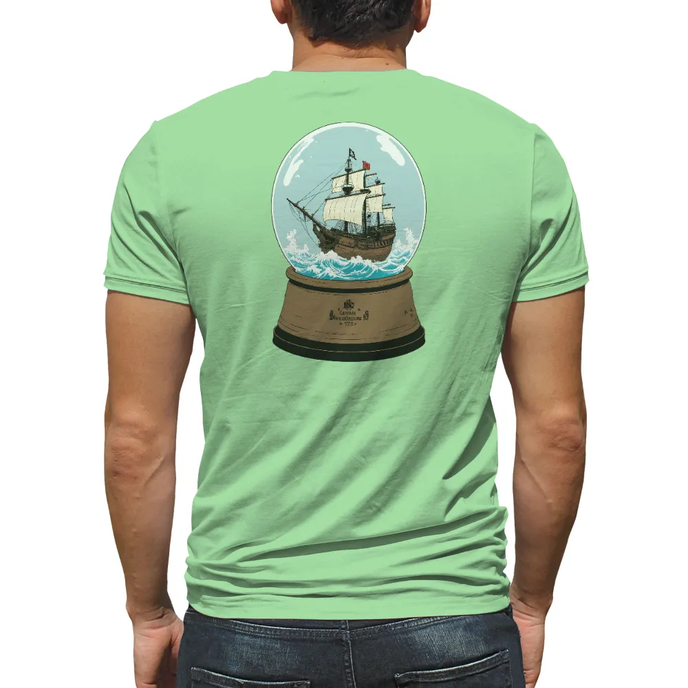 T-Shirts Pattern: Black Pearl Pirate Ship in a Snow Globe|r&b vintage t shirt