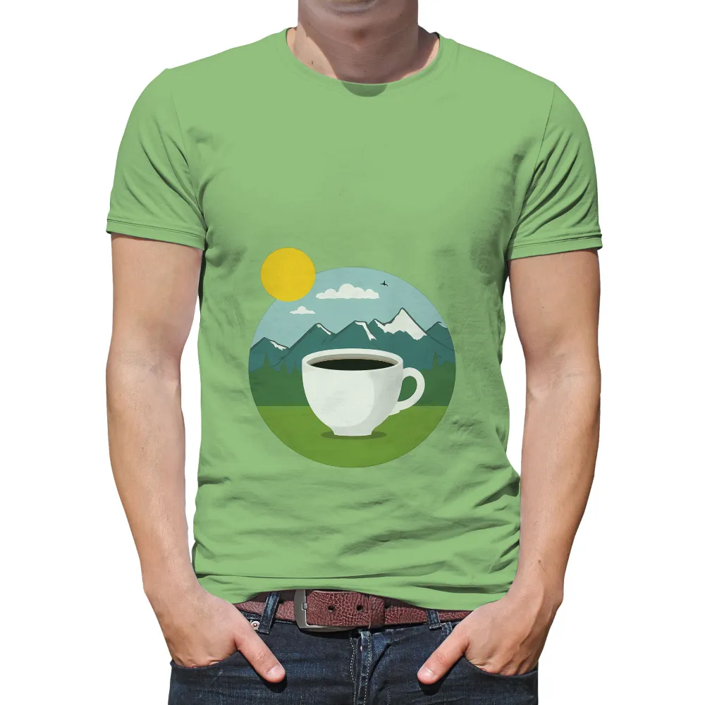 Graphic Tees: Morning Reflections - Coffee Cup & Mountains|zelda coffee shirt