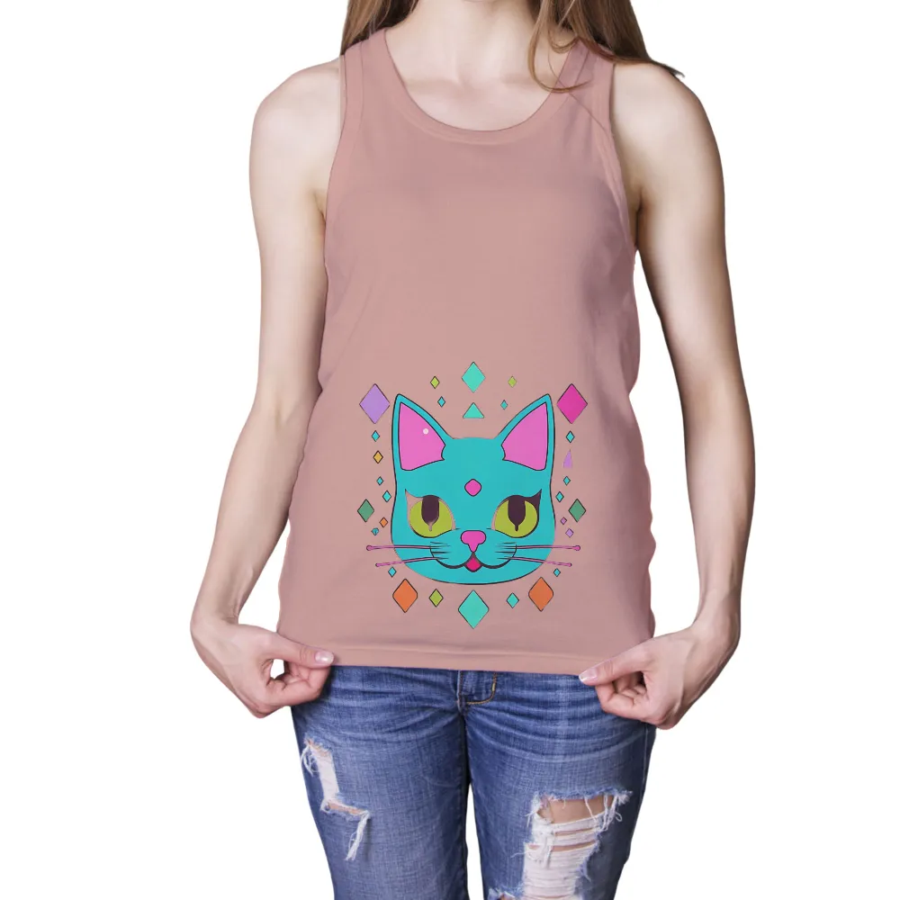 Neon Cat Retro-Futuristic Design: Playful Nostalgia Meets Modern Flair|devin townsend space cat shirt