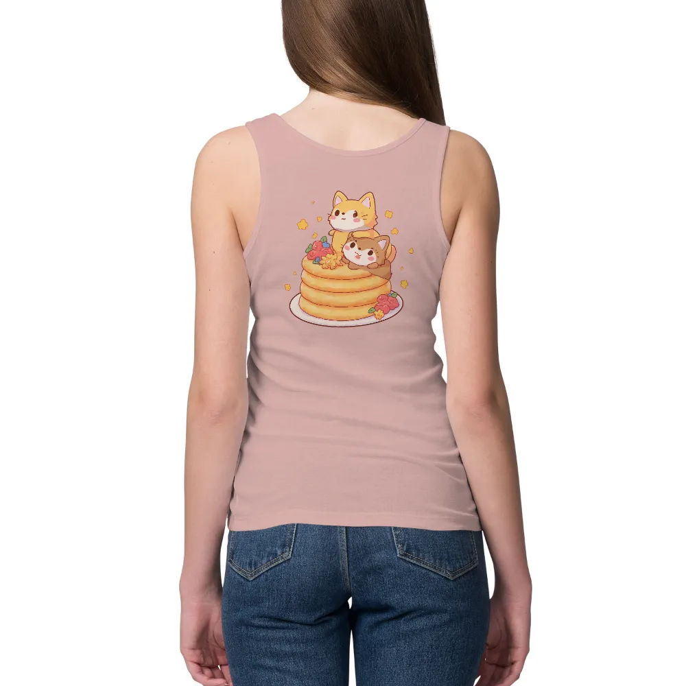 TShirt Design: Foxes and Pancakes - Heartwarming Moments| Adorable foxes sharing a moment