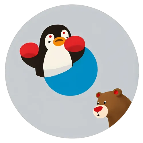 Custom Tee Shirts: Boxing Penguin and Supportive Bear - Sports Friendship Design