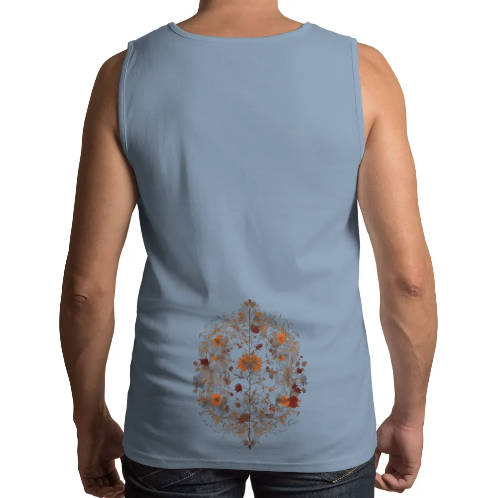 TShirt Design: Autumn Glow with Orange Flowers|t shirt painting on nature