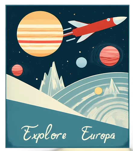 T-Shirts Design: Explore Europa - Vintage Space Adventure