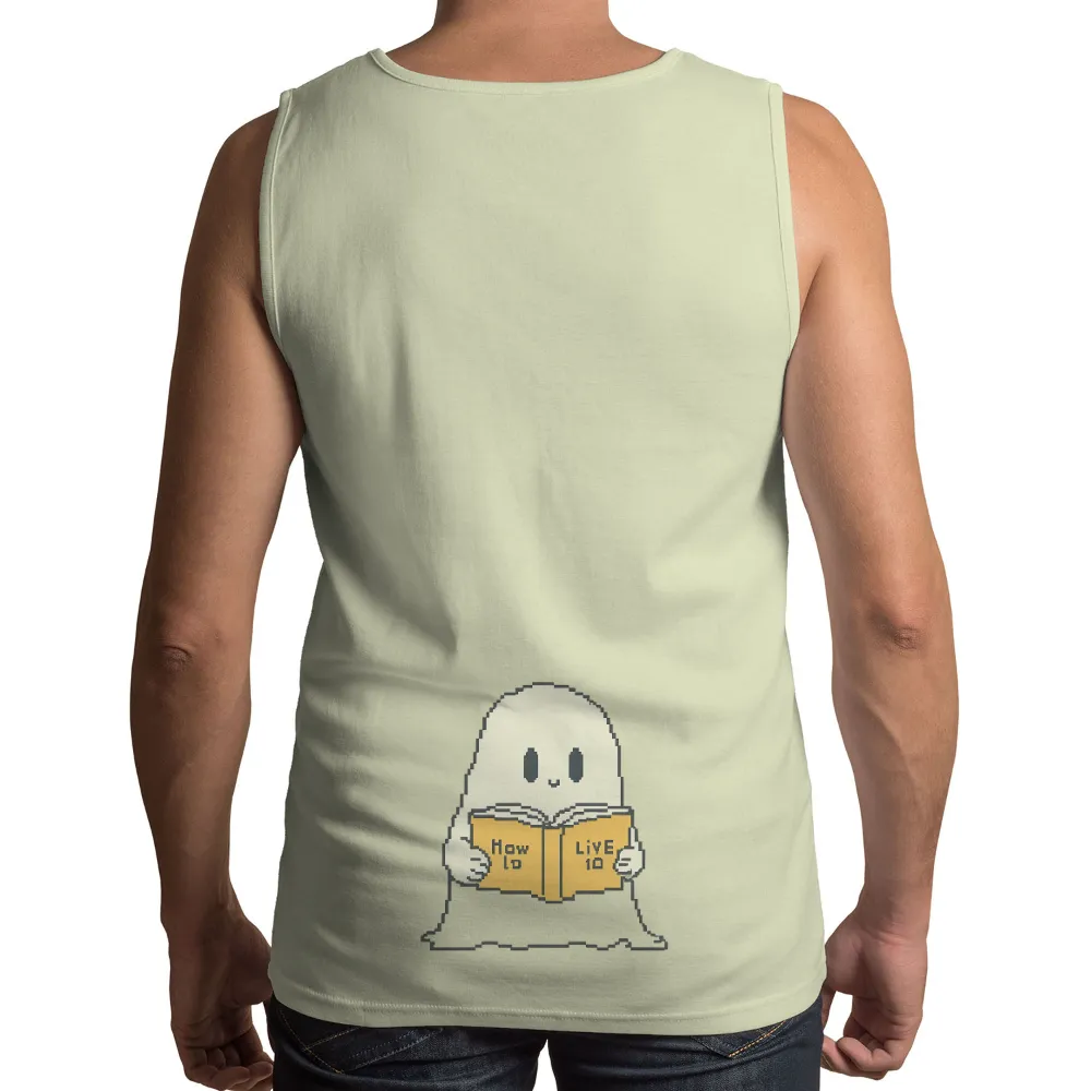 TShirt Printing: Pixel Art Ghost Reading 'How to Live 10'|cute memorial day shirts