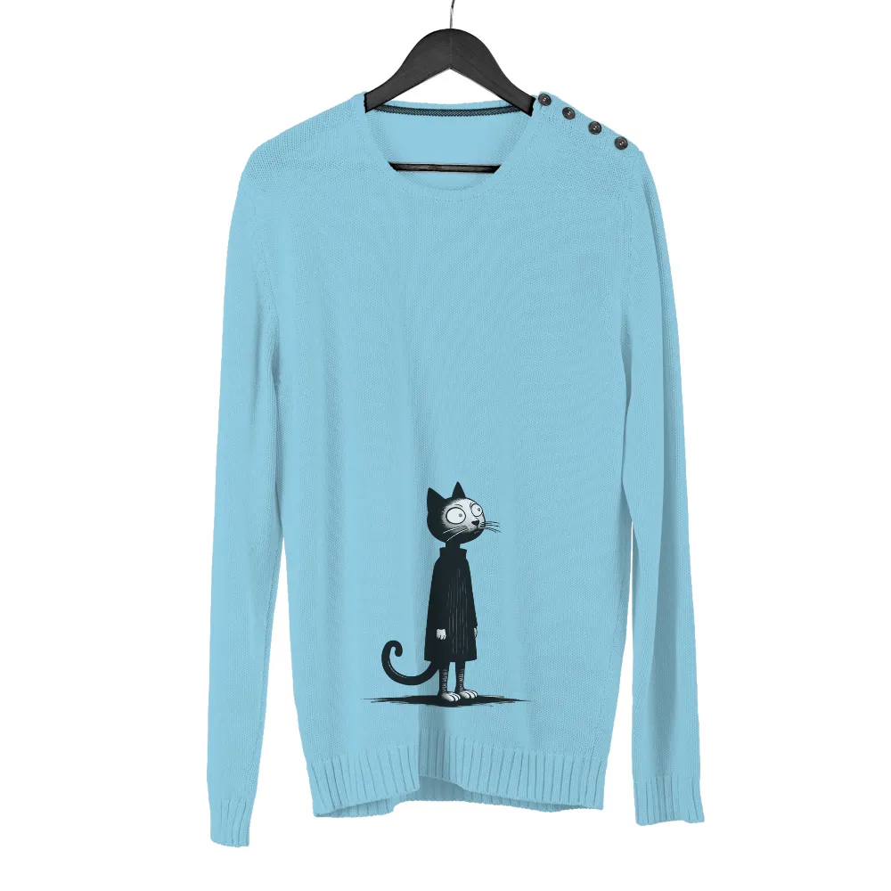 Graphic Tees: Whiskers the Guardian - Artistic Night Watcher|long sleeve summer sun protection