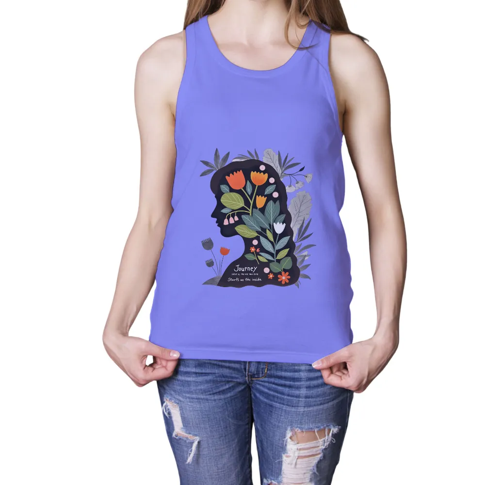 Custom T-Shirt Printing: Journey Starts on the Inside - Floral Silhouette Design|spring floral tunic