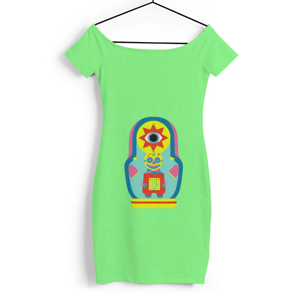 Whimsical Retro-Futuristic Design with Vibrant Colors and Unique Character|cartoon character with blue shirt