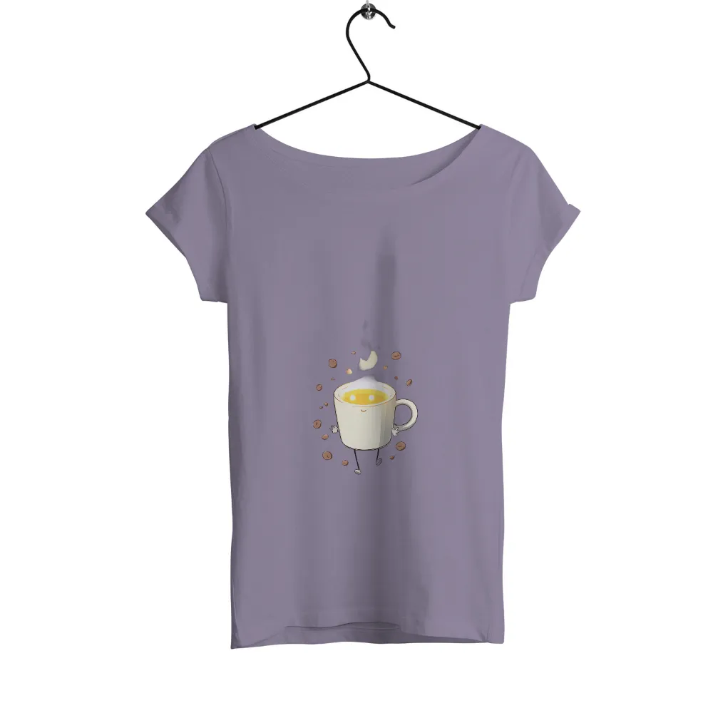 Custom T-Shirt Printing: Brewster the Coffee Cup - Cheerful Morning Energy|valentine coffee shirt