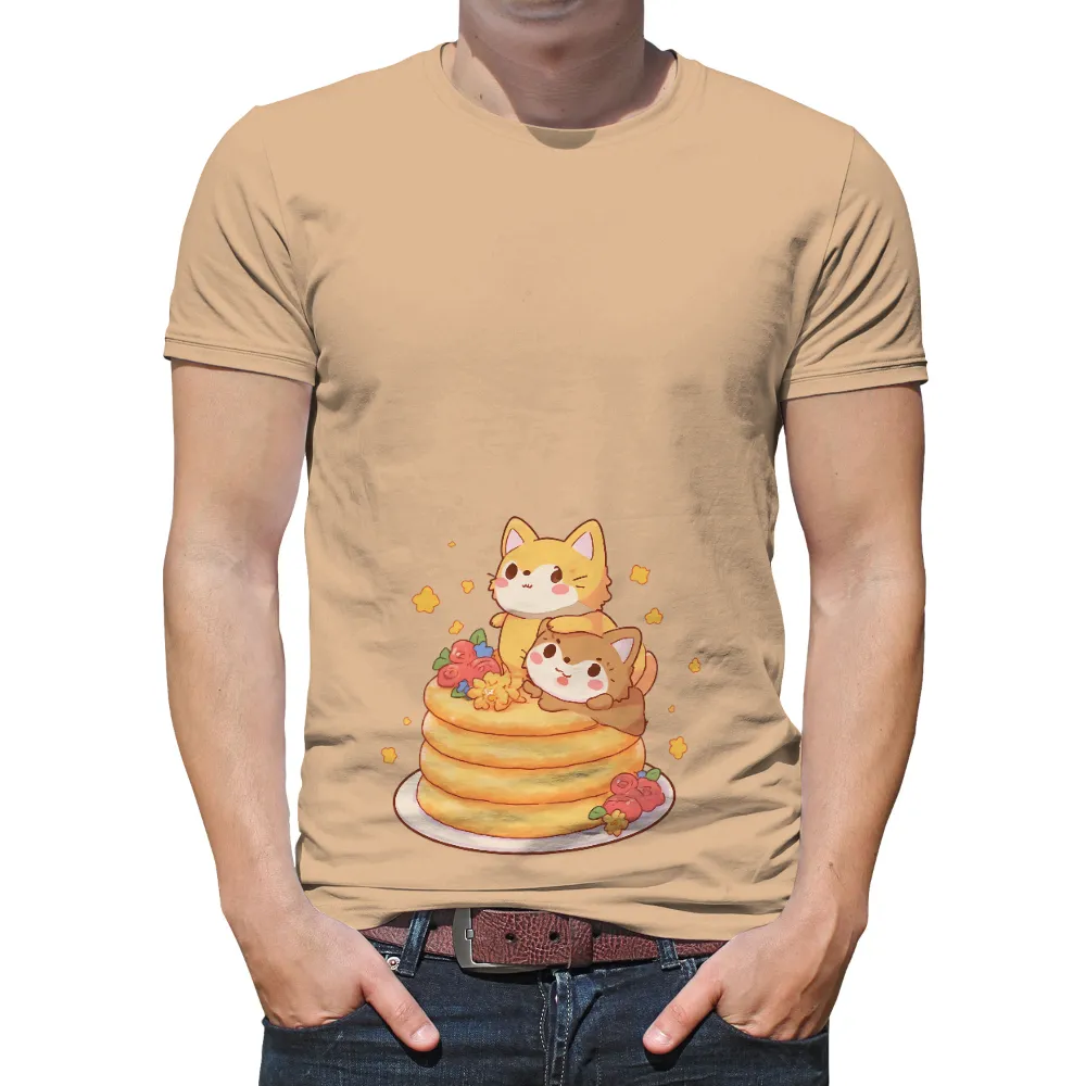 TShirt Design: Foxes and Pancakes - Heartwarming Moments| Foxes enjoying pancakes