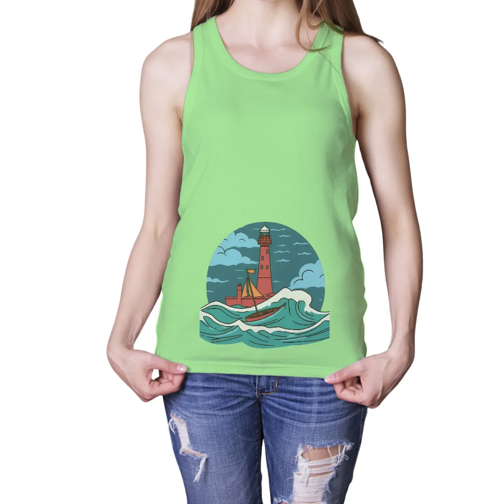 Shirts Graphic Tees | Sailor's Journey: Lighthouse & Waves| Sailboat