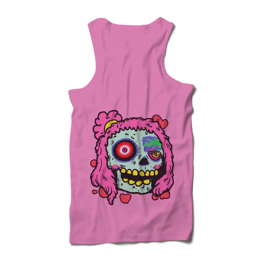 Shirts Graphic Tees: Vibrant Skull with Hearts - A Celebration of Life and Love|animal crossing skull shirt