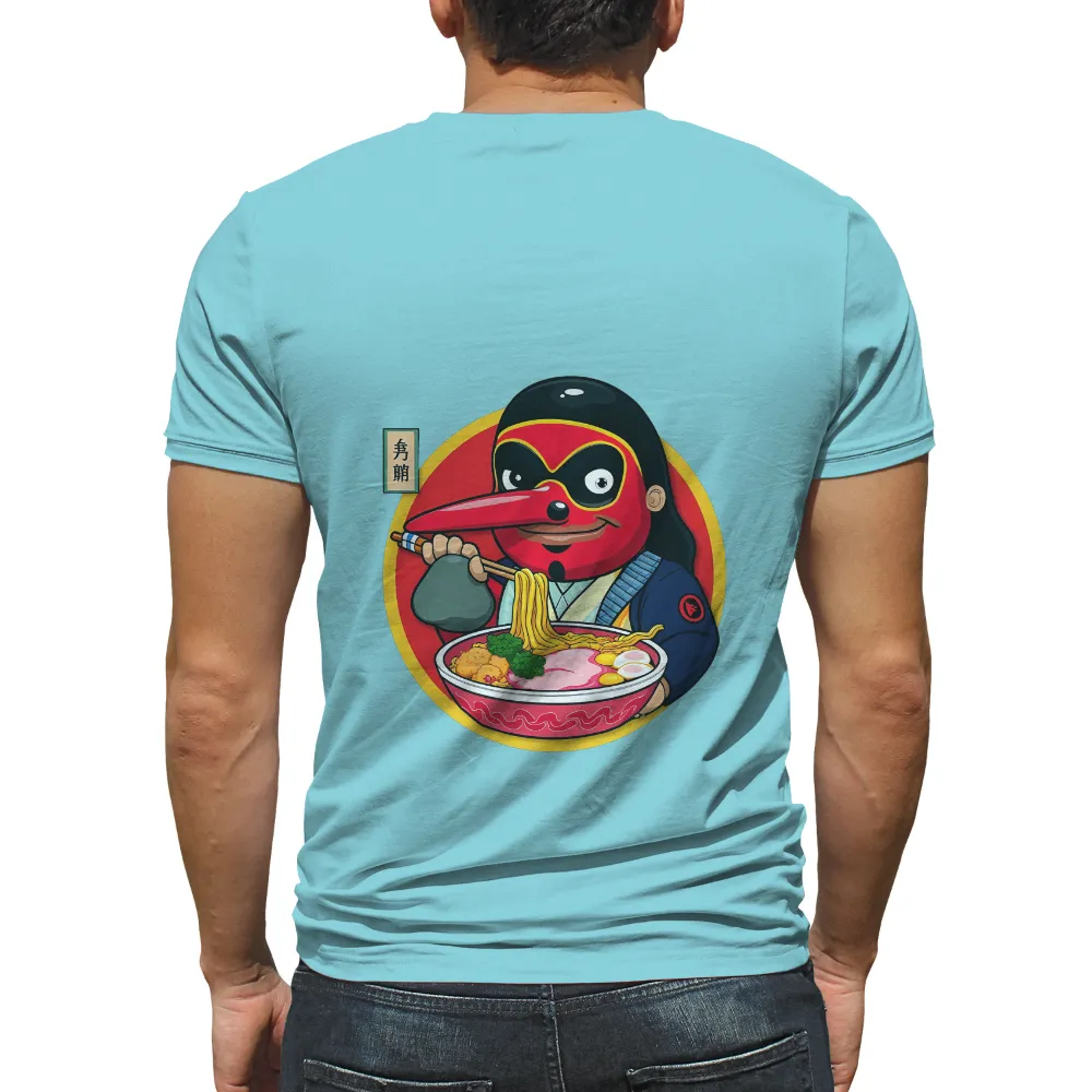 T-Shirts Pattern: Red Mask Hero Enjoying Ramen| Japanese culture