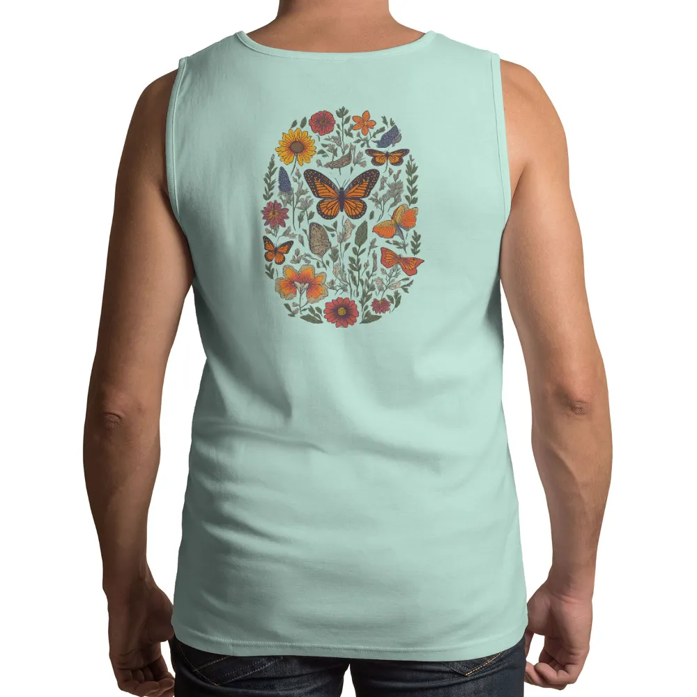 Custom Tee Shirts: Nature's Harmony - Butterfly and Flowers Design|butterfly t shirt roblox