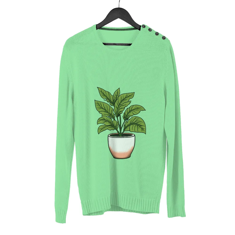 Tee Shirts Printed: Vibrant Green Potted Plant - Nature's Growth|neon green and pink graphic tee