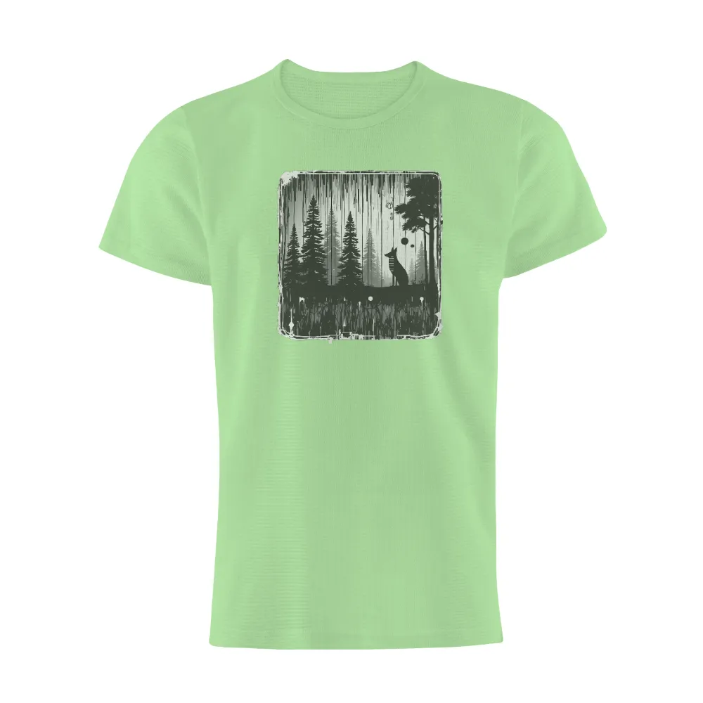 Tee Shirts Printed: Monochrome Fox in the Ancient Forest|henrik lundqvist night