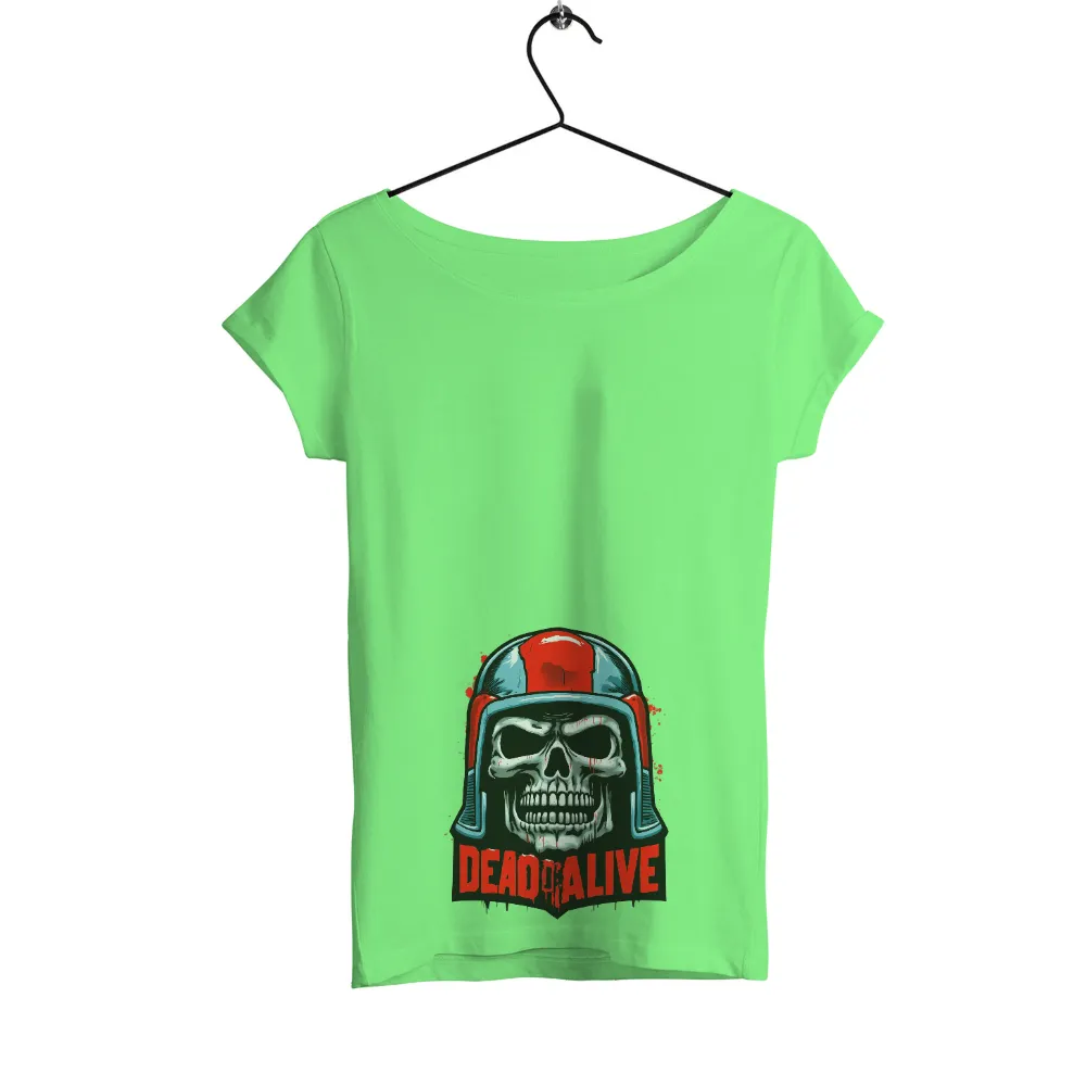 TShirt Design: Dead Alive Skull in Cyberpunk Style|Skull wearing a helmet