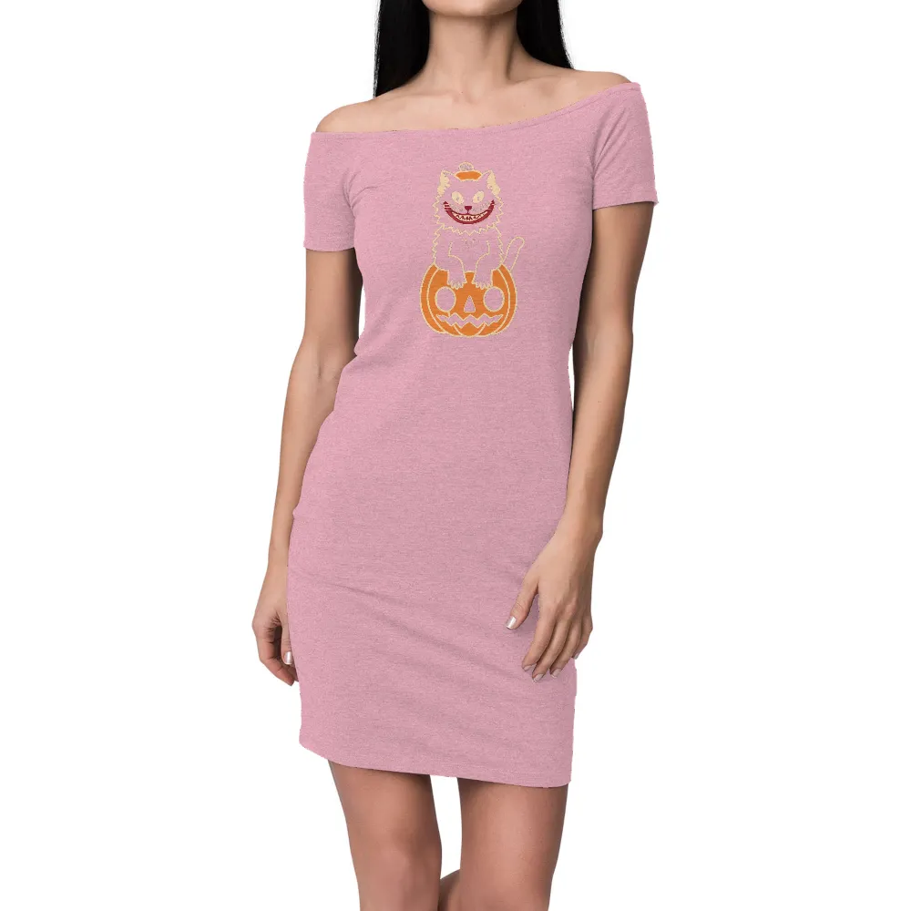 TShirt Design: Black Cat on Pumpkin - Halloween Spirit| spooky season