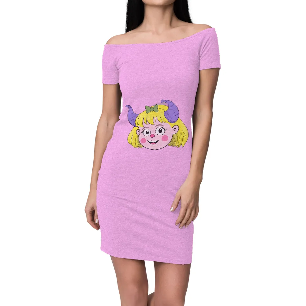 Custom Printing: Vibrant Cheerful Fantasy Character with Yellow Hair and Purple Horns|sci fi fantasy biker tee