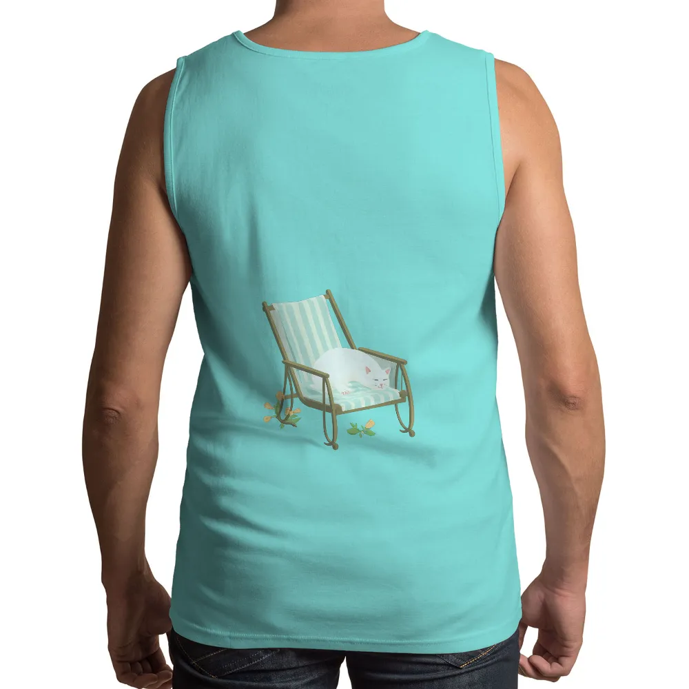 Tee Shirts Printed: Vintage Rocking Chair Cat - Relaxation and Tranquility|im only talking to my cat today