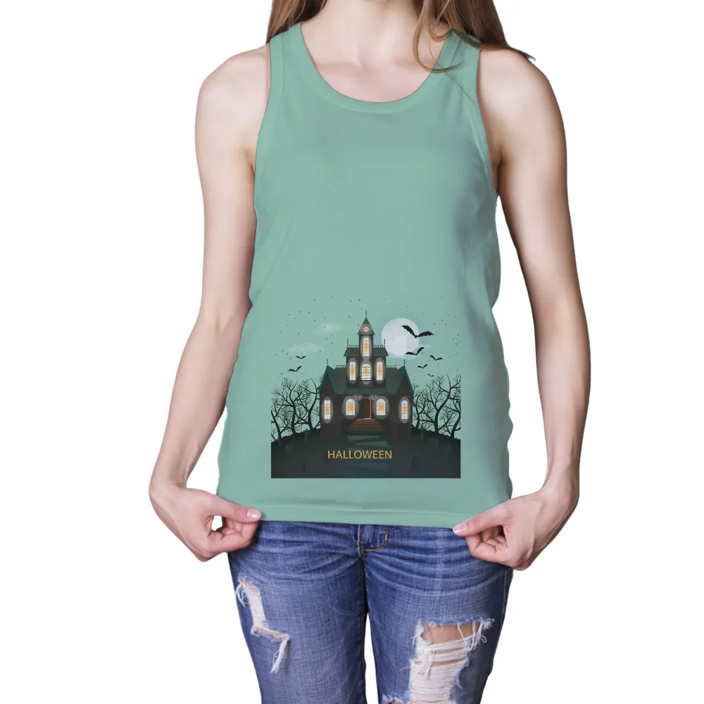 Haunted Mansion Halloween T-Shirt Printing: Spooky Night|cool men's halloween shirts