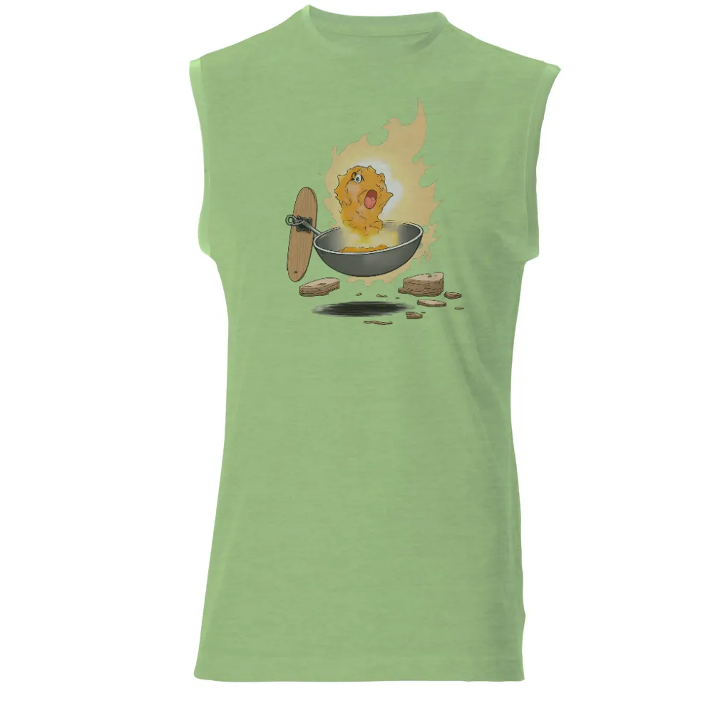 T-Shirts Design: Fiery Chicken Wing Skateboarding Adventure|flames capfriendly