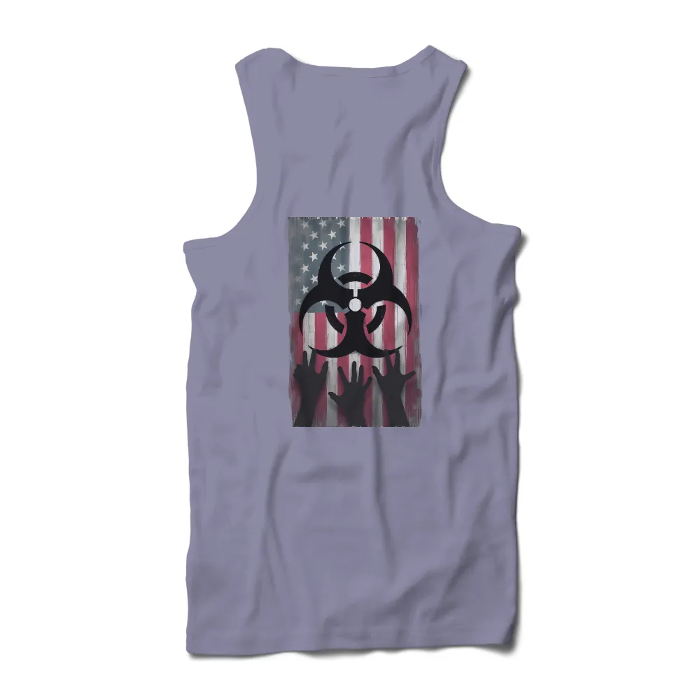 TShirt Design: Biohazard Symbol on Distressed American Flag|Biohazard symbol on American flag