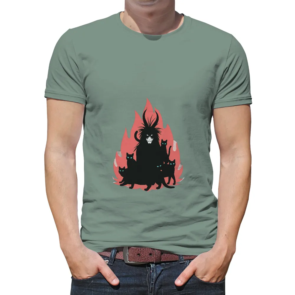 Horned One and Black Cats: A Mystical TShirt Printing|pink fantasy football shirt