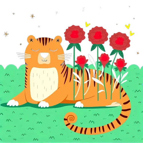 Tee Shirt Printing: Whimsical Tiger in a Magical Garden