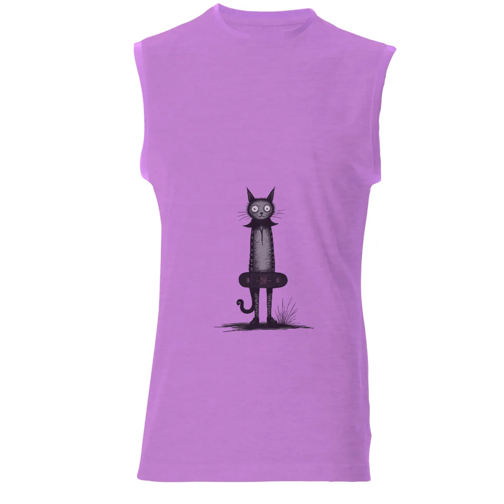 Custom Tee Shirts: SkateCat - Street Art Inspired Design| Expressive eyes on a cat