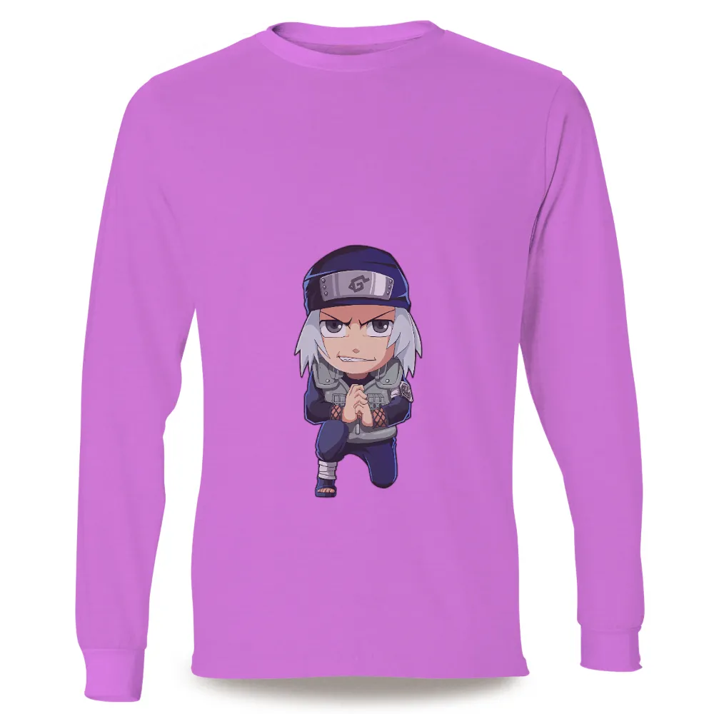 Tee Shirts Printed: Anime Ninja with White Hair and Determined Look|battle turn up man shirt