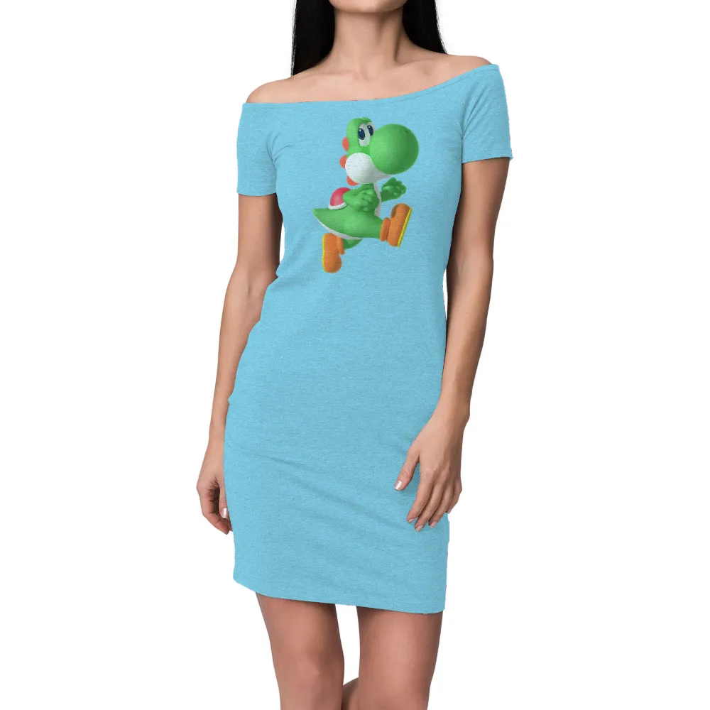 Yoshi Adventure: TShirt Printing for Gaming Enthusiasts|black shirt cartoon character