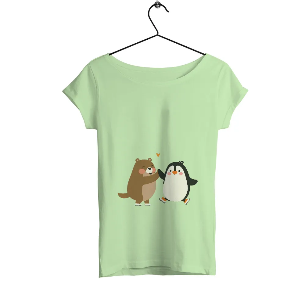 T-Shirts Pattern: Unlikely Friends - Bear and Penguin|t shirt with rainbow heart