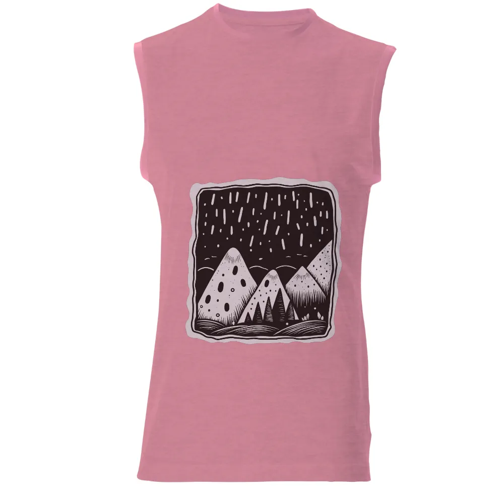 T-Shirts Design: Magical Mountains and Rainy Forest|t shirt painting on nature